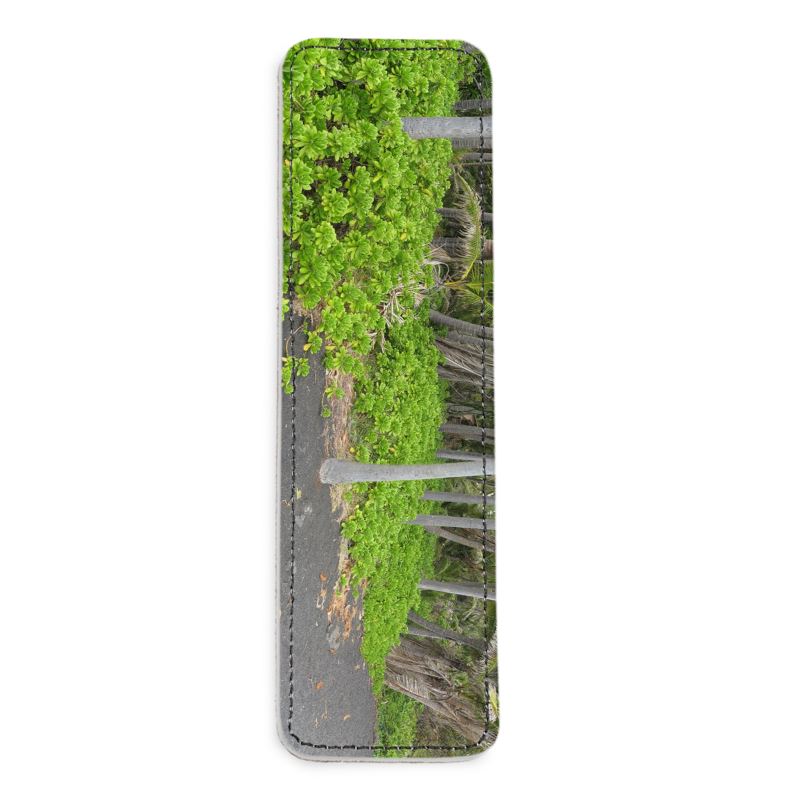 Hawaii Black Sand Beach Leather Bookmark