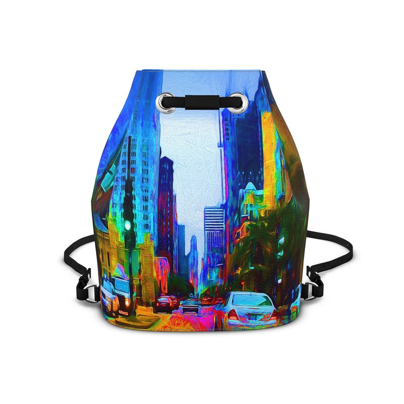 Michigan Ave Leather Bucket Backpack