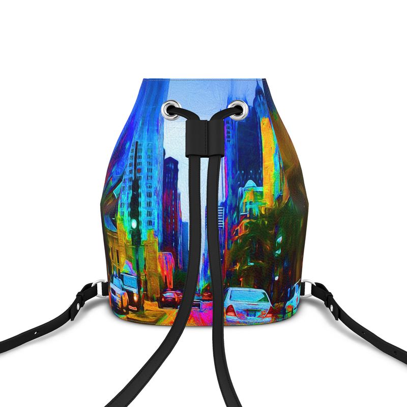 Michigan Ave Leather Bucket Backpack