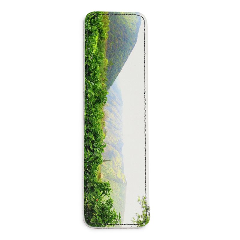 Wapio Cliffs Hawaii Leather Bookmark