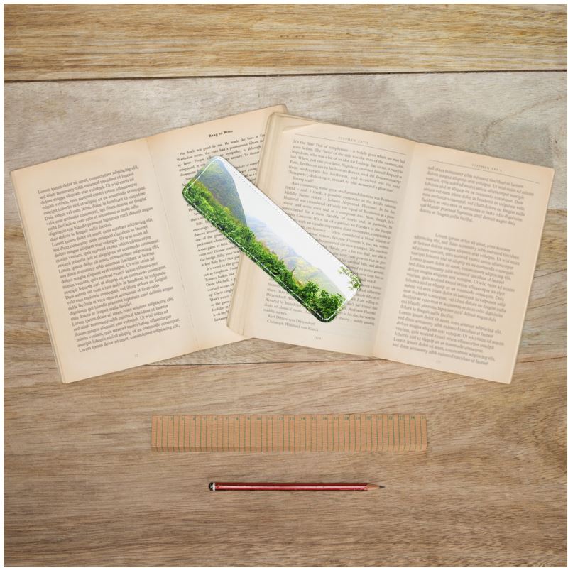 Wapio Cliffs Hawaii Leather Bookmark