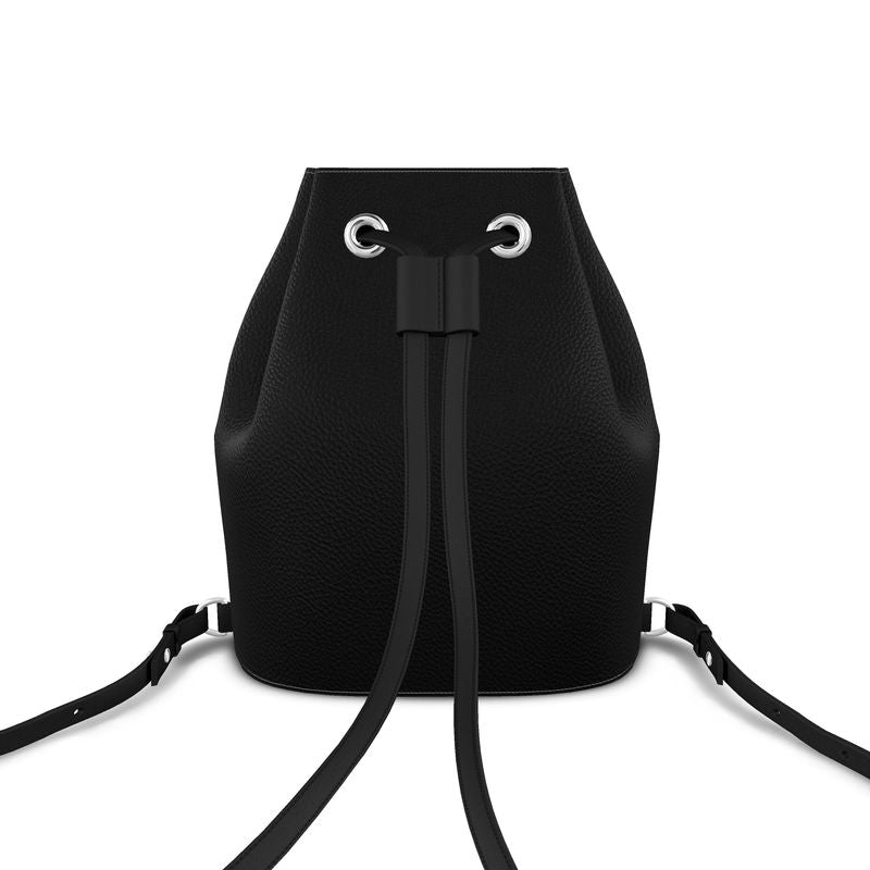 Cat On The Moon Leather Bucket Backpack