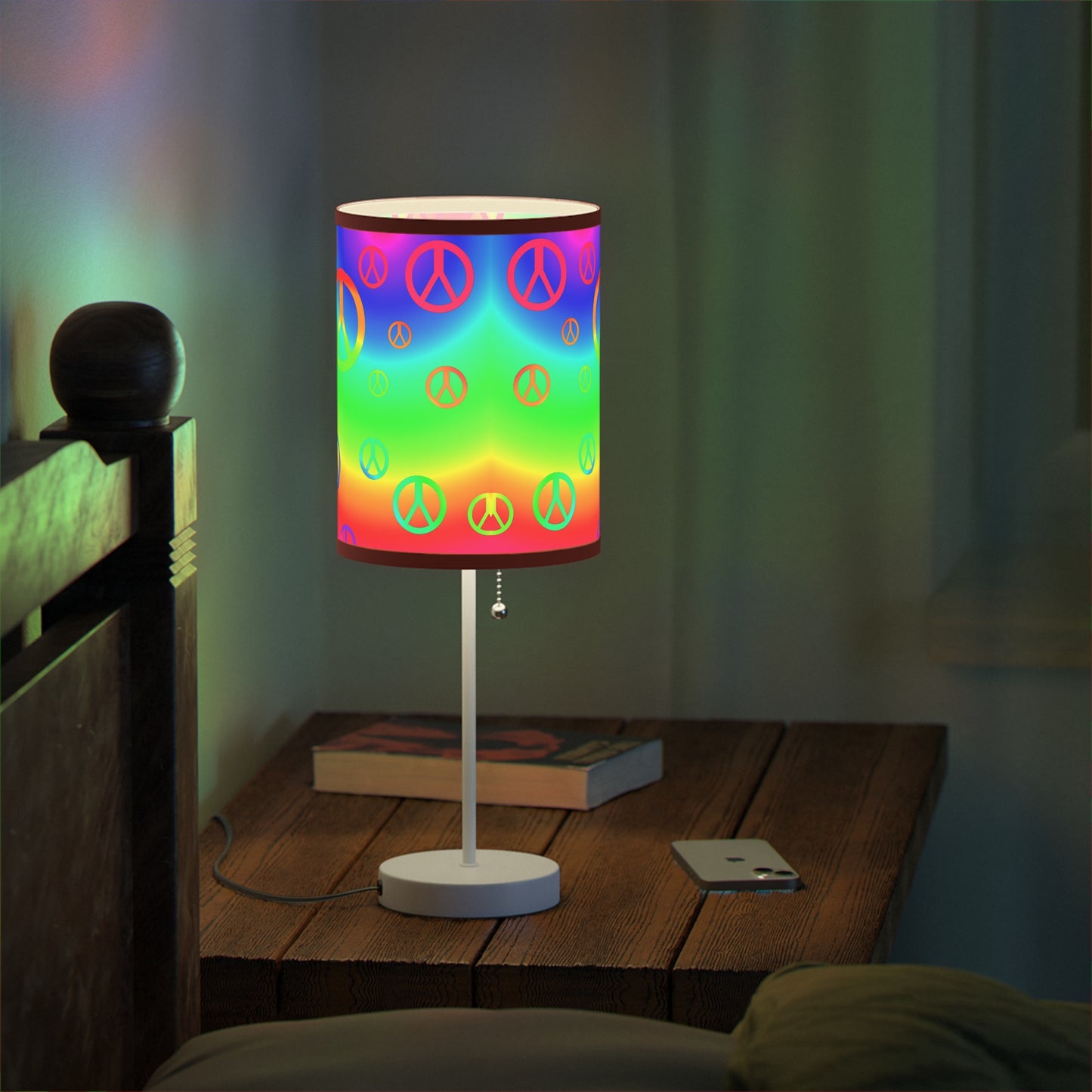 Rainbow Peace Sign Lamp on a Stand, US|CA plug