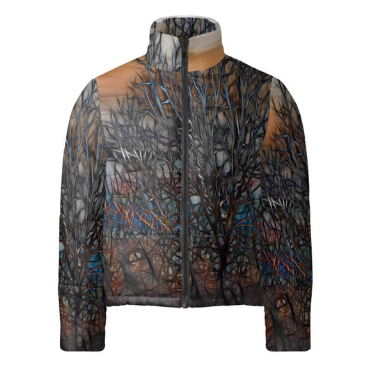 Abstract Sunset Tree Mens Puffer Jacket