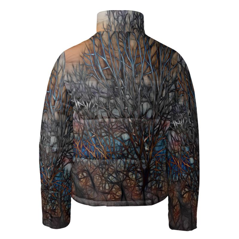 Abstract Sunset Tree Mens Puffer Jacket