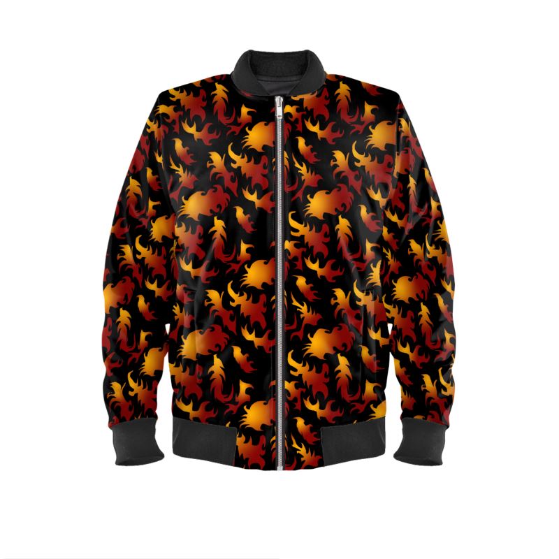 Abstract Flames Pattern Mens Bomber Jacket