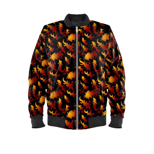 Abstract Flames Pattern Mens Bomber Jacket