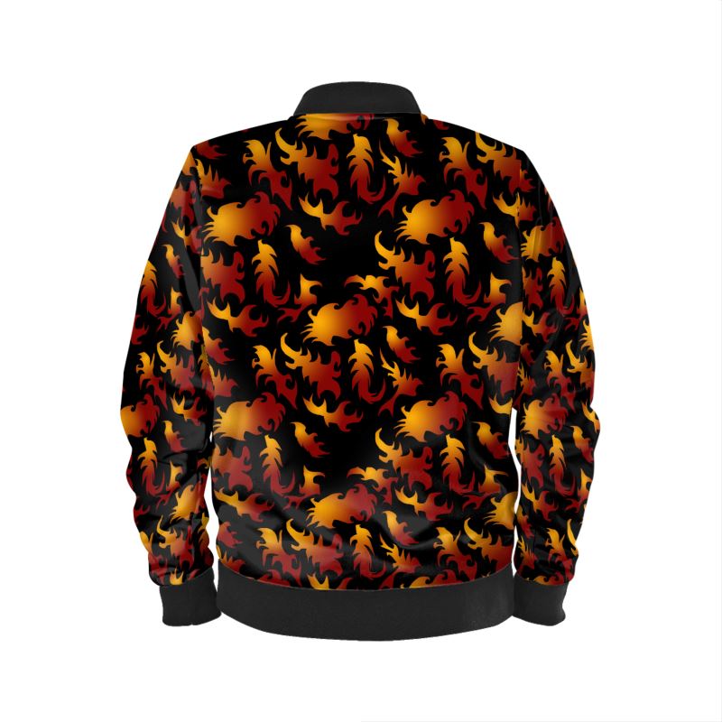 Abstract Flames Pattern Mens Bomber Jacket