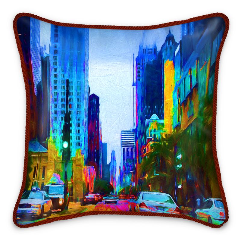 Painted Chicago Silk Cushion