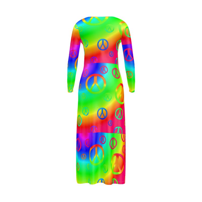 Rainbow Peace Signs Long Cardigan