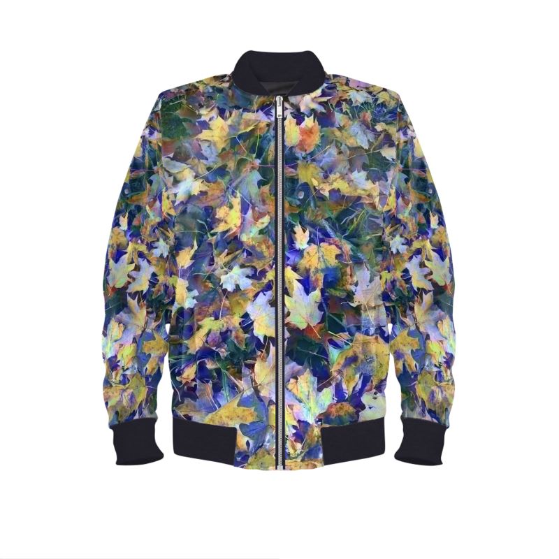 Late October Leaves Blue Mens Bomber Jacket