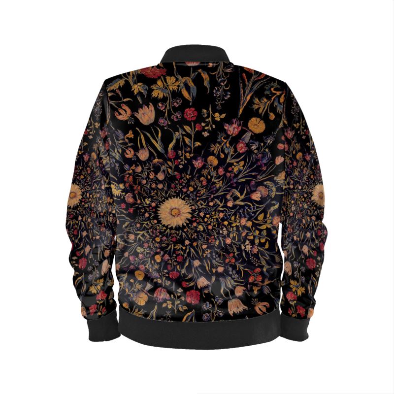 Medieval Flowers on Black Mens Bomber Jacket