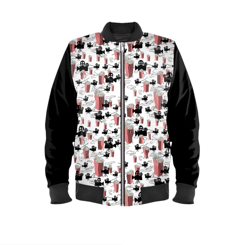 Movie Reels and Popcorn Mens Bomber Jacket