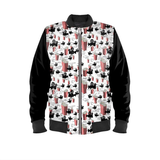 Movie Reels and Popcorn Mens Bomber Jacket