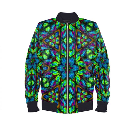 Blue Green Kaleidoscope Mens Bomber Jacket