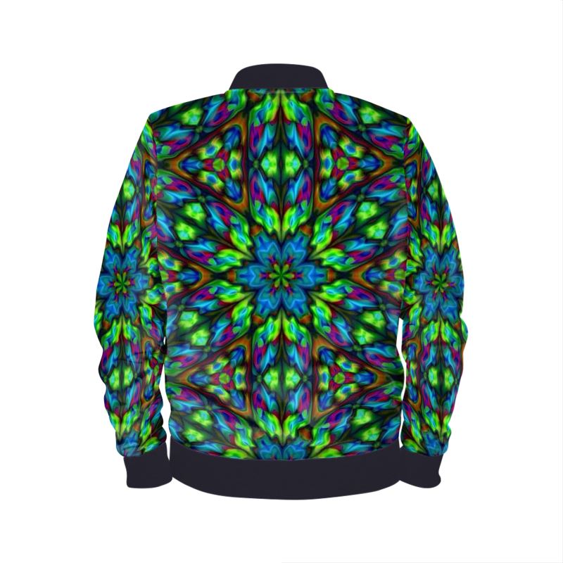 Blue Green Kaleidoscope Mens Bomber Jacket