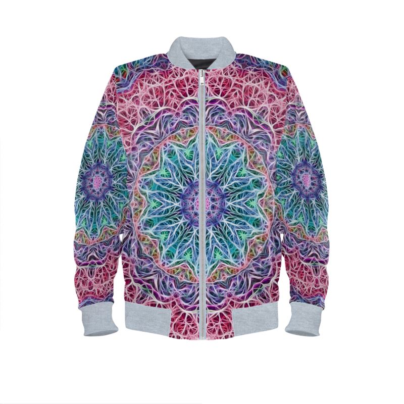 Blue and Pink Kaleidoscope Mens Bomber Jacket