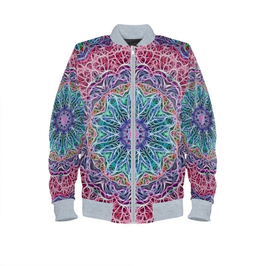 Blue and Pink Kaleidoscope Mens Bomber Jacket