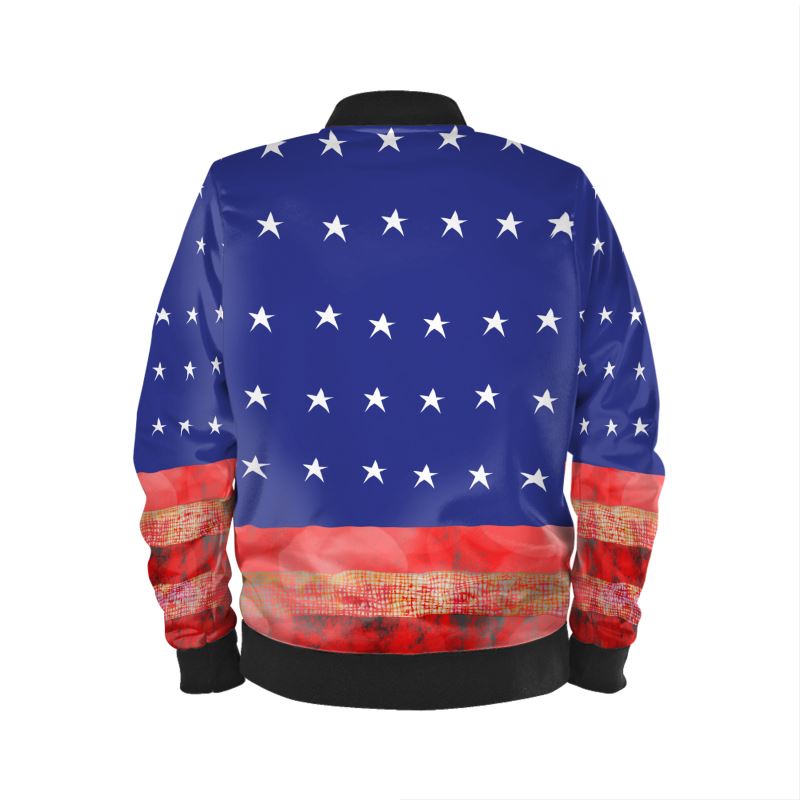 American Flag In Bokeh Mens Bomber Jacket