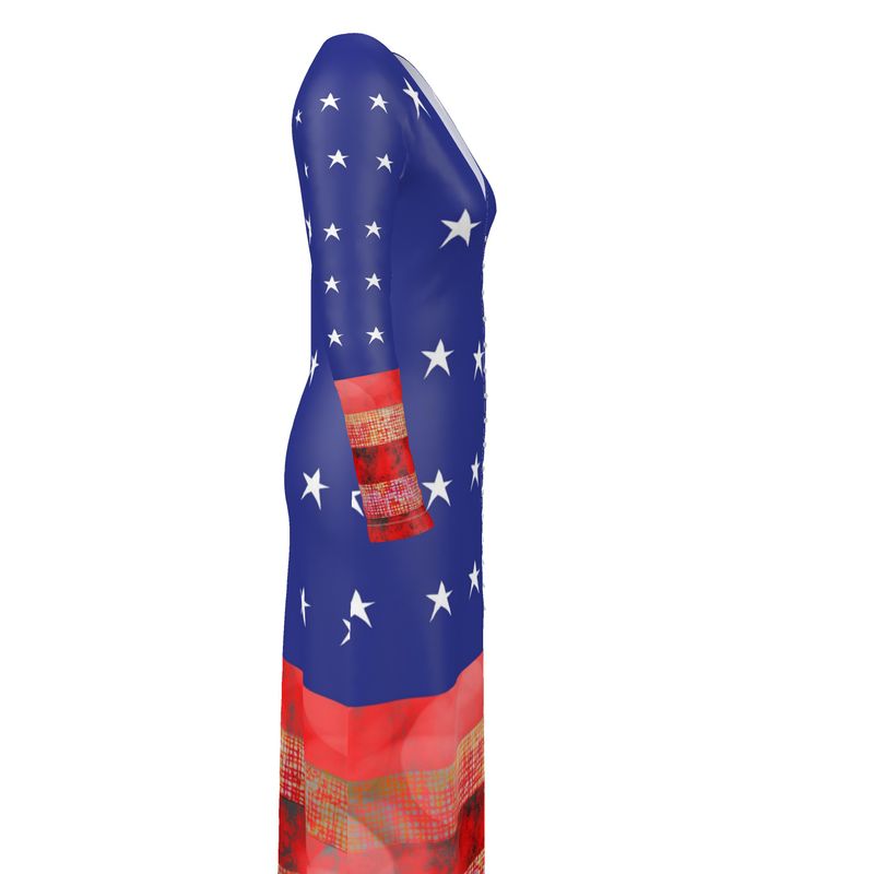 American Flag In Bokeh Long Cardigan