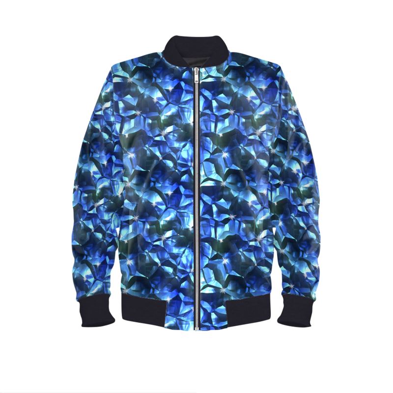 Blue Crystal Pattern Mens Bomber Jacket