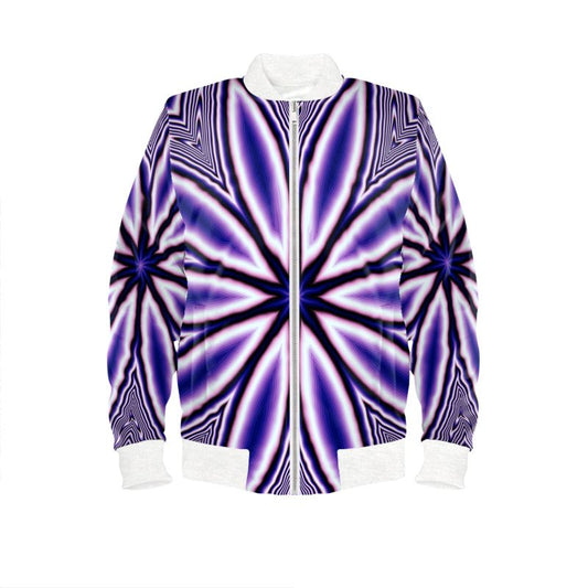 Blue Fractal Flower Mens Bomber Jacket