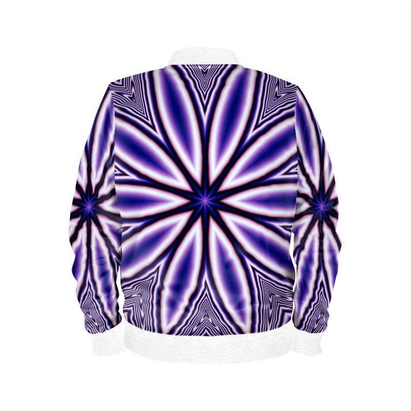 Blue Fractal Flower Mens Bomber Jacket