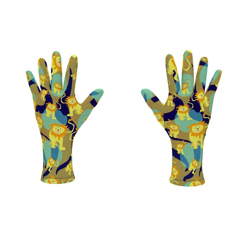 Lion Pattern Fleece Gloves