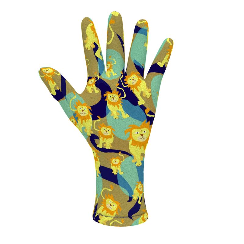 Lion Pattern Fleece Gloves