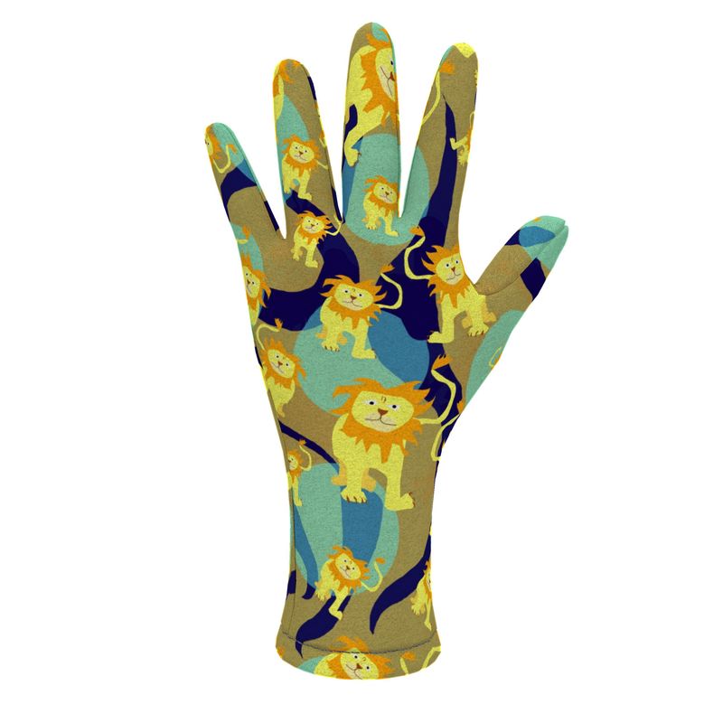 Lion Pattern Fleece Gloves