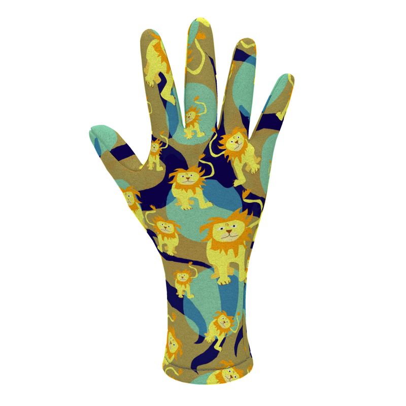 Lion Pattern Fleece Gloves