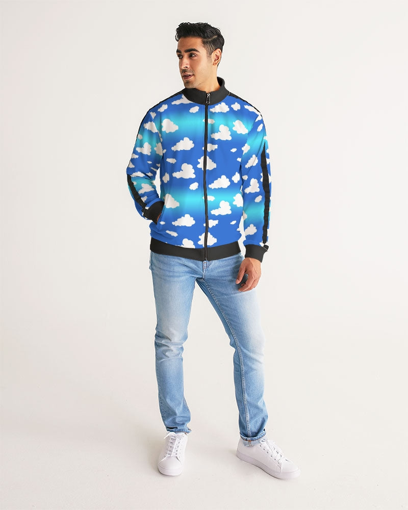 Clouds Pattern Men's All-Over Print Stripe Sleeve Track Jacket