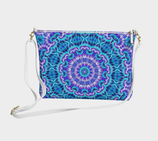 Blue and Purple Tie Dye Kaleidoscope Vegan Crossbody Purse