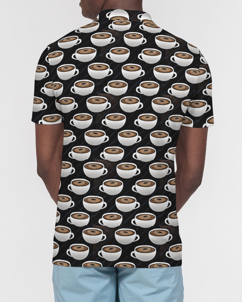 Coffee Pattern Men's All-Over Print Slim Fit Short Sleeve Polo