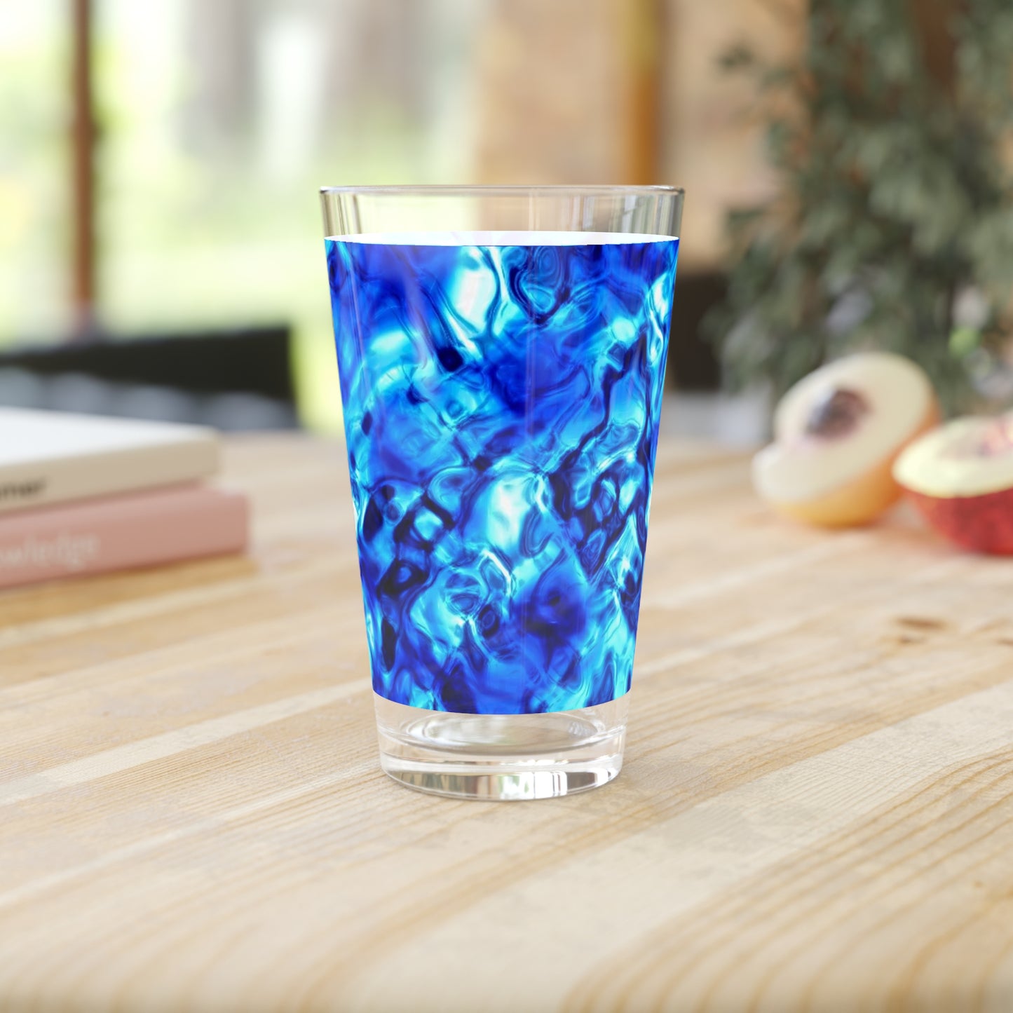 Blue Water Abstract Pint Glass, 16oz