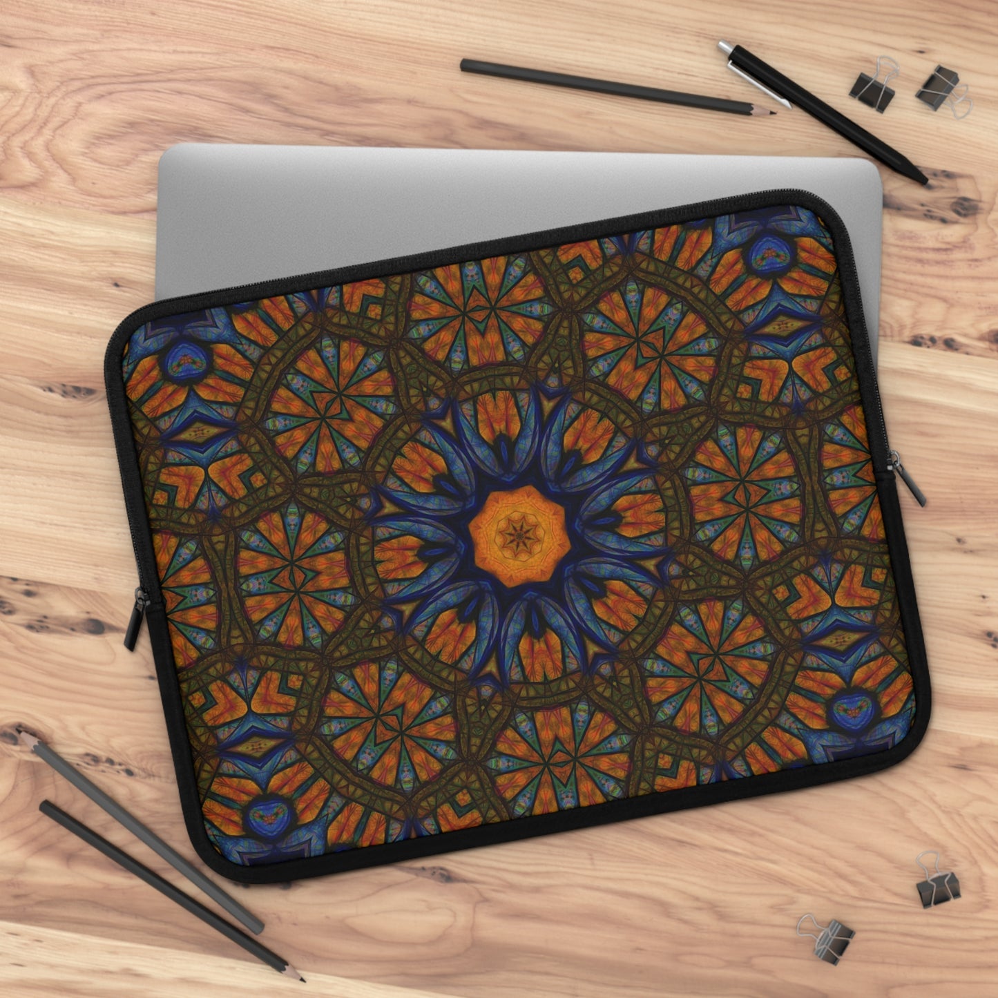Blue Orange Sketchy Kaleidoscope Laptop Sleeve