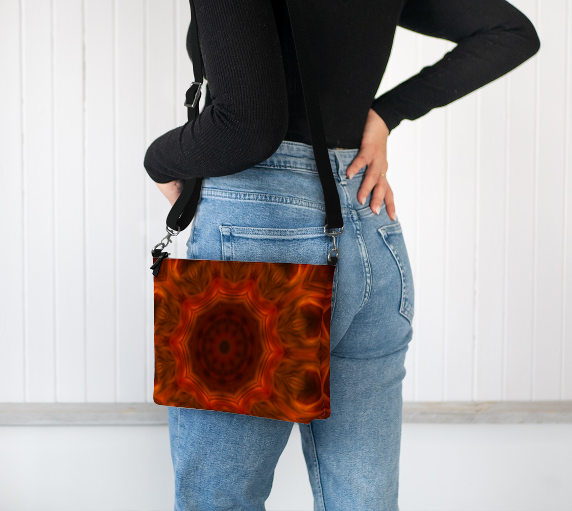 Dark Orange Kaleidoscope Vegan Crossbody Purse