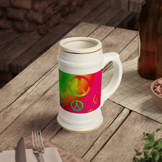 Rainbow Peace Signs Beer Stein Mug