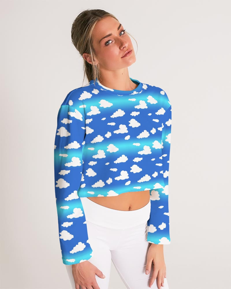 Clouds Pattern Women's All-Over Print Cropped Sweatshirt