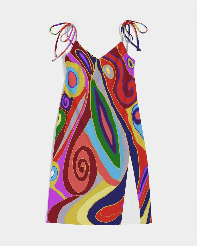 May Afternoon Women's All-Over Print Tie Strap Split Dress