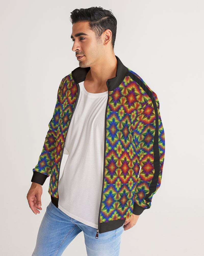 Carnival Kaleidoscope Men's All-Over Print Stripe Sleeve Track Jacket