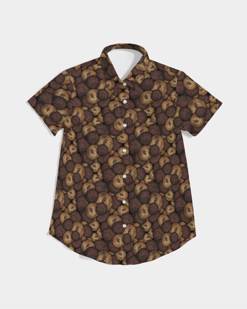 Chocolate Chip Cookies Women's All-Over Print Short Sleeve Button Up