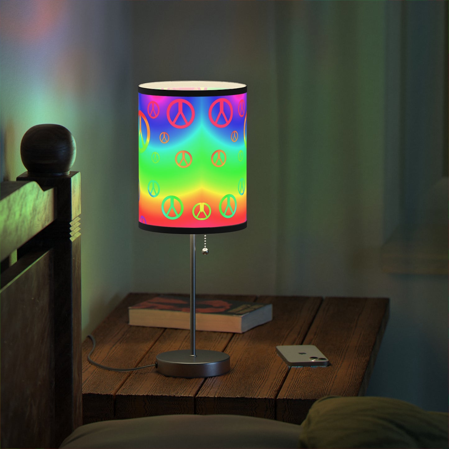 Rainbow Peace Sign Lamp on a Stand, US|CA plug