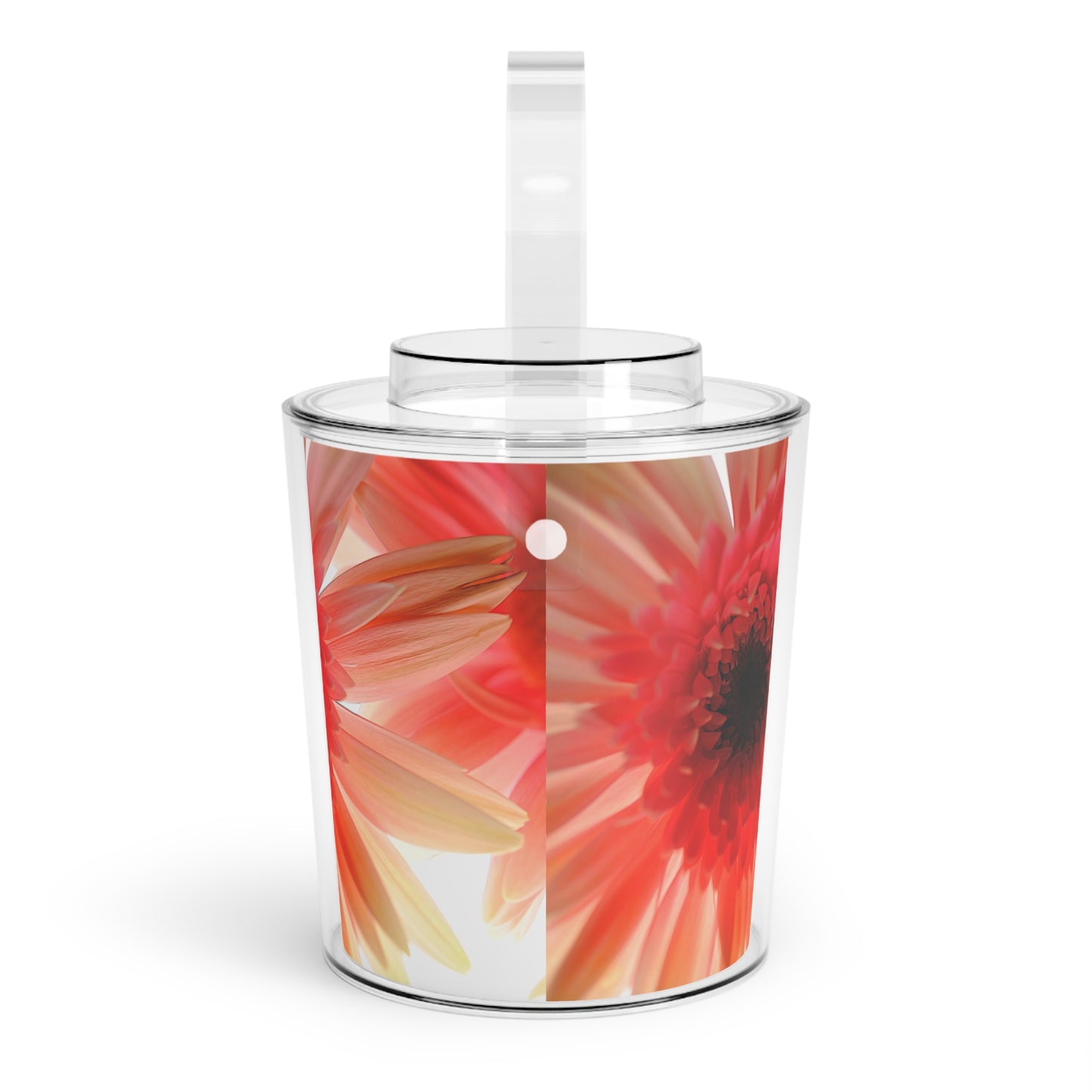 Ethereal Pink Daisy Ice Bucket with Tongs