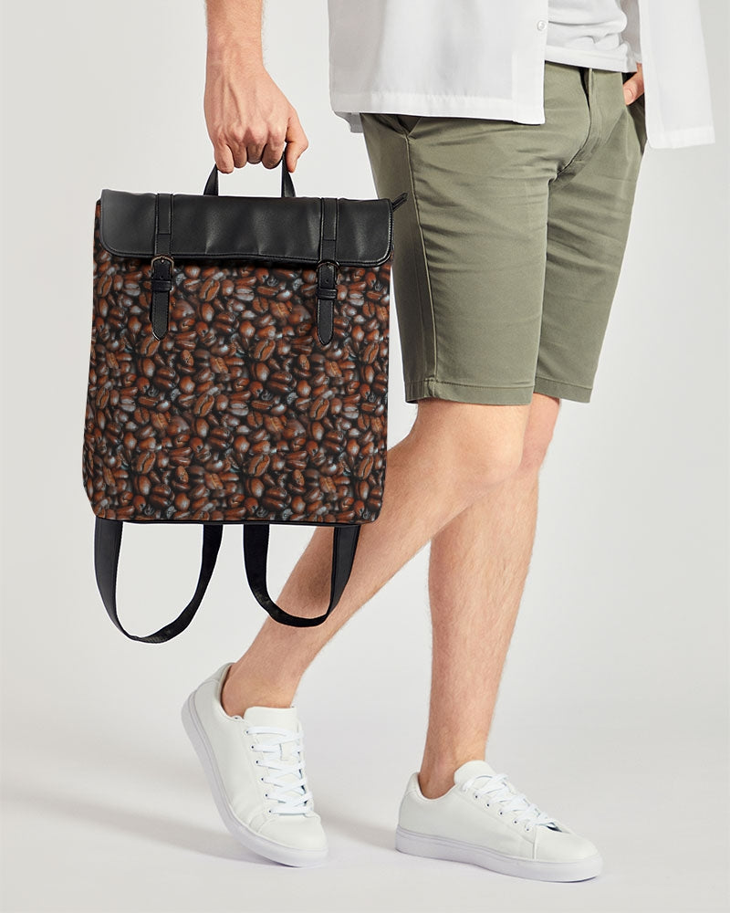 Coffee Bean Pattern Casual Flap Backpack