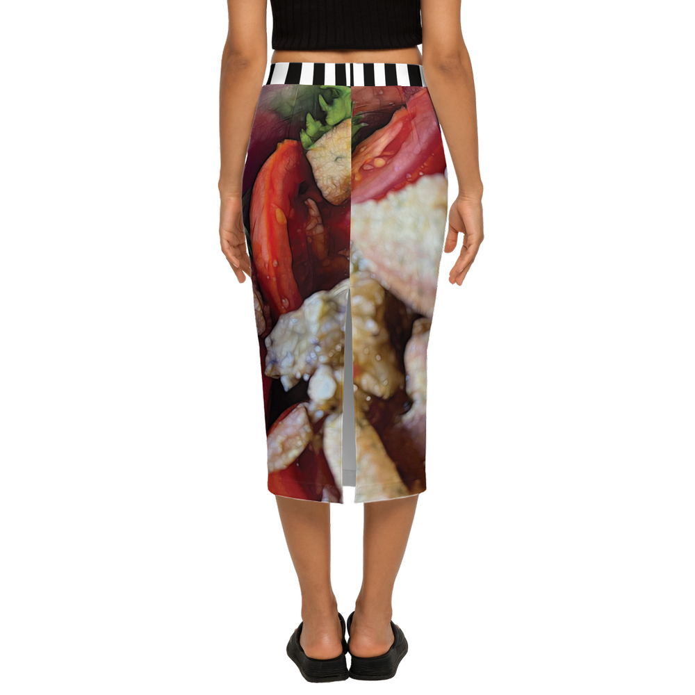 Tomato Salad Women's Back Split Pencil Skirt-Heavy Knit