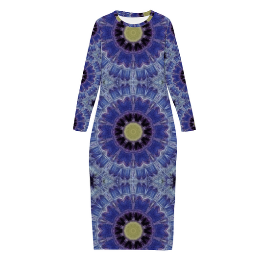 Blue Cathedral Kaleidoscope Custom Women's Long Sleeve Dress Summer All Over Print Stylish Long Dress