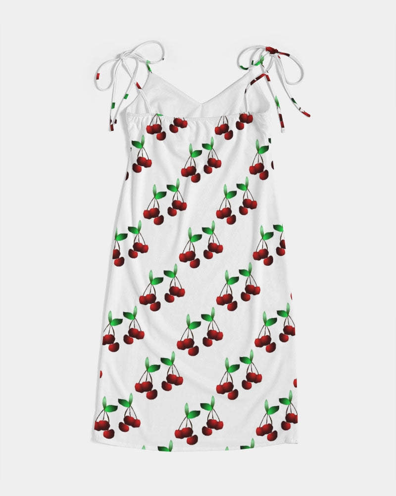 Cherries Pattern Women's All-Over Print Tie Strap Split Dress