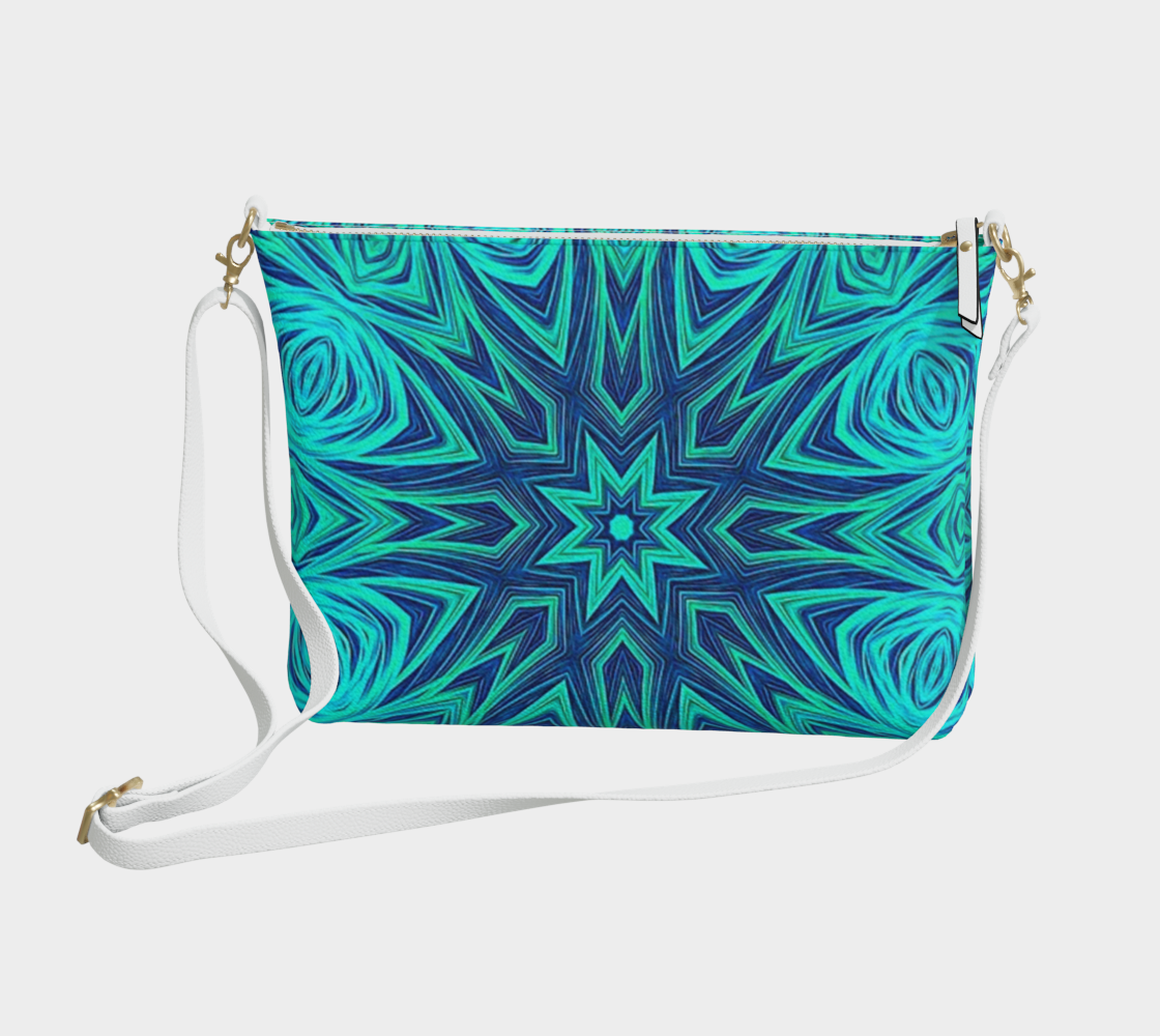 Blue Ice Crystal Fractal Vegan Crossbody Purse