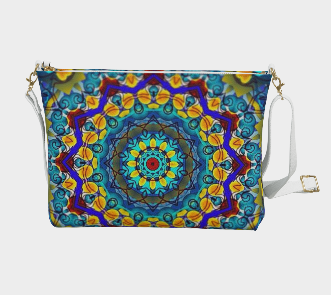 Blue Green Blur Kaleidoscope Vegan Crossbody Purse